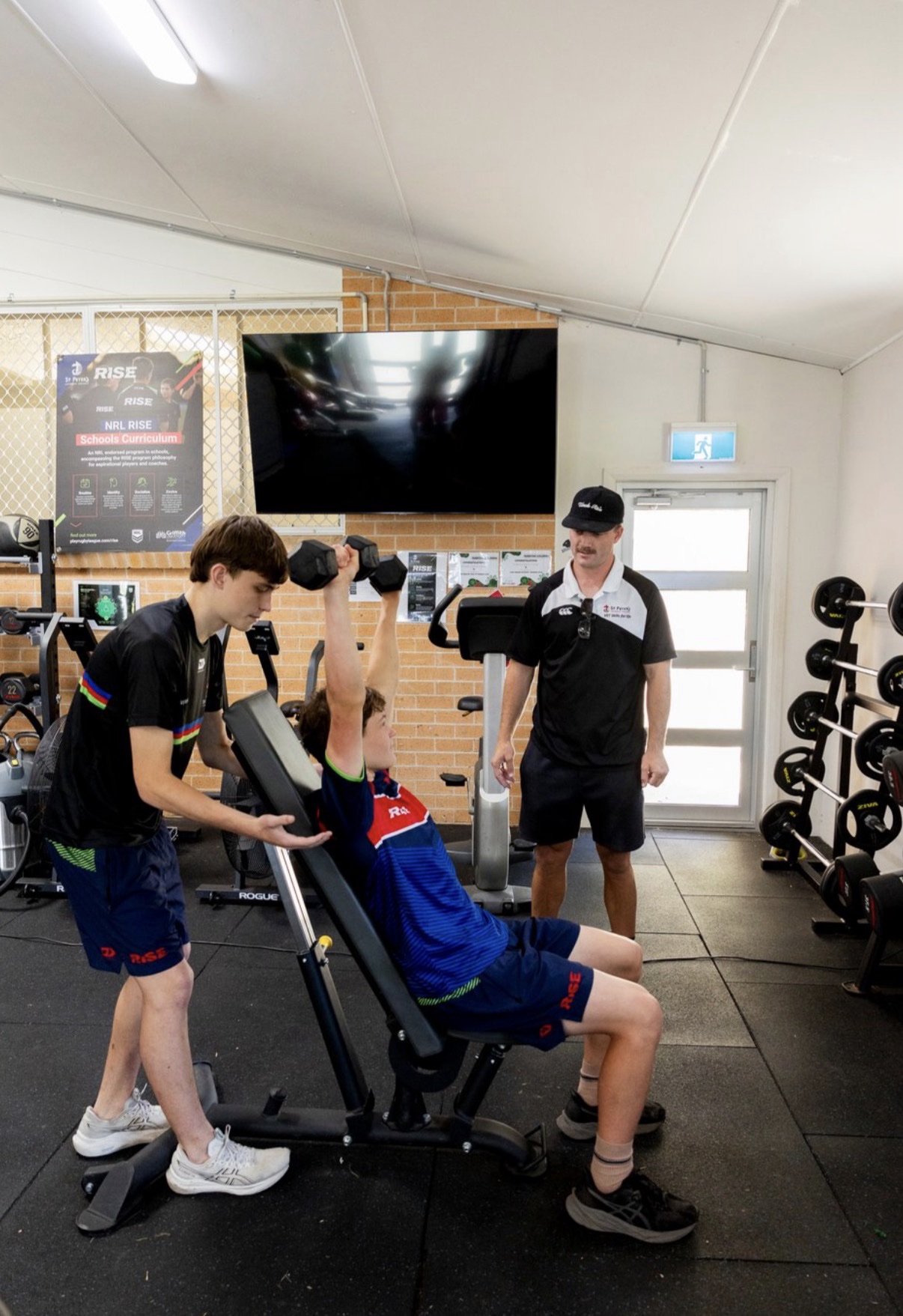 Boys taking part in supervised strength training in the St Peter’s gym